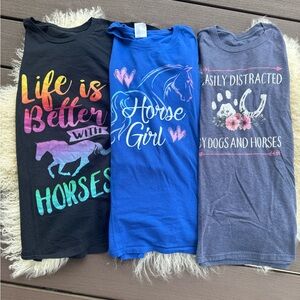 Horse-Themed Kids T-Shirts - Black, Blue, Gray